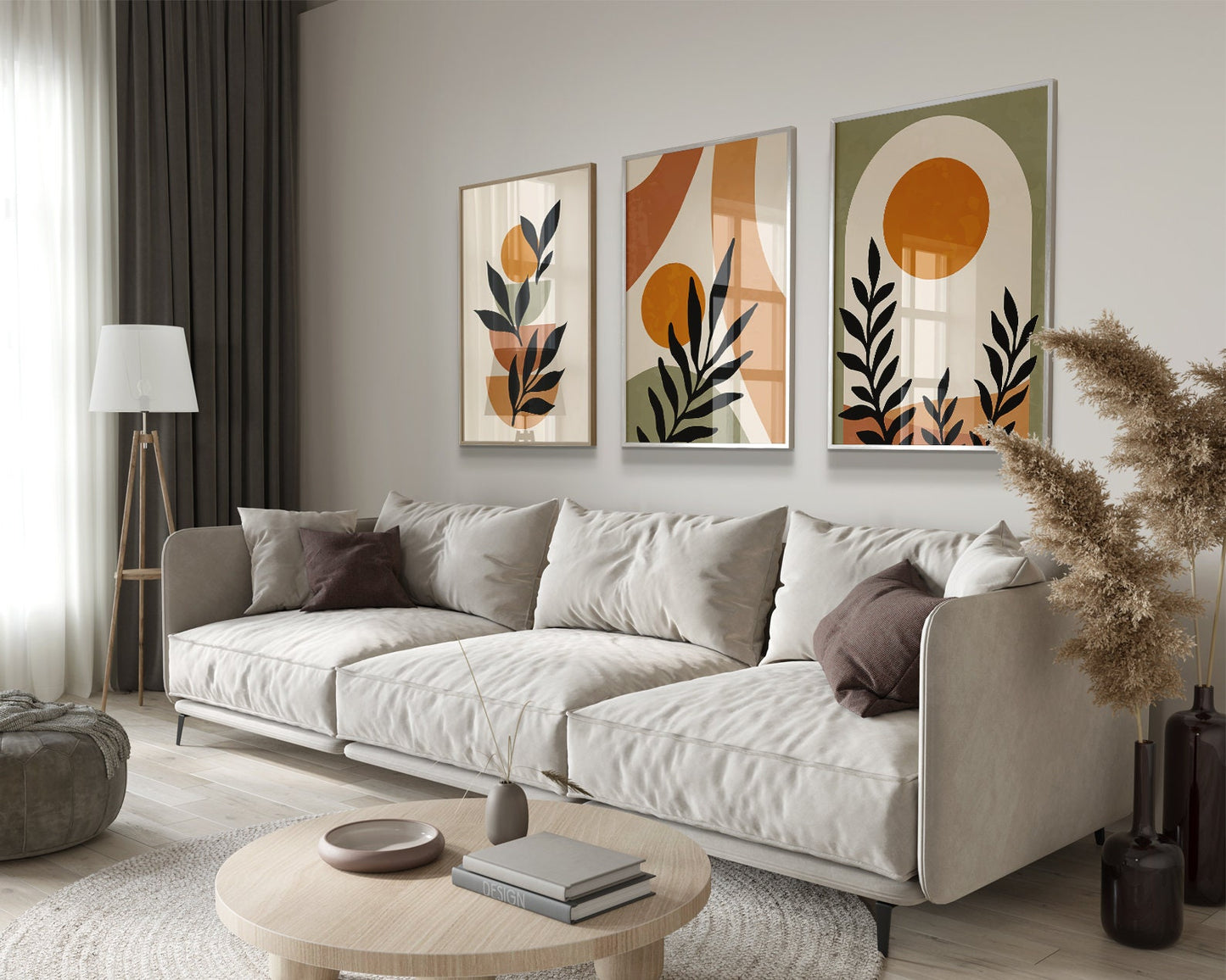 Abstrakte Boho Wandbilder, 3er-Set, Beige, Grün, Terracotta, Boho Wandposter, Wohnzimmer Posterset, Schlafzimmer Dekoration b156